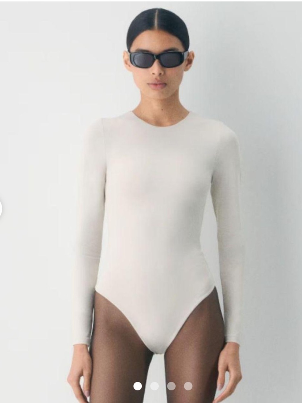 Aritzia Long Sleeve Contour Bodysuit - Light Birch